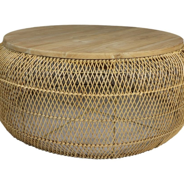 HSM - HSM Collection-Ronde Salontafel -80x80x36-Naturel-Rotan|Teak