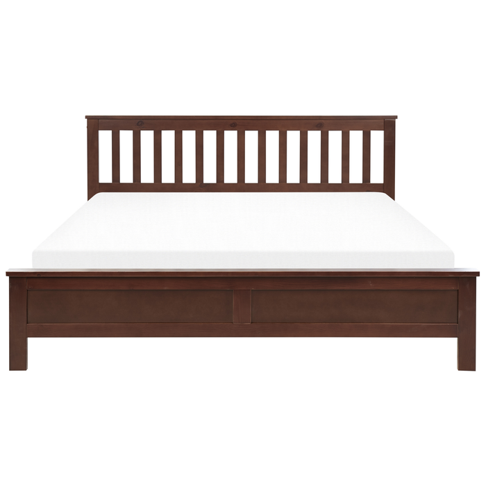 Beliani-MAYENNE -Tweepersoonsbed-Donkerbruin-180 x 200 cm-Dennenhout