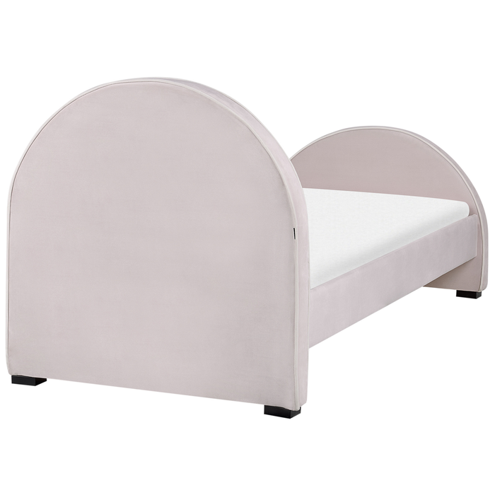 Beliani - NOZAY - Eenpersoonsbed - Pastelroze - 90 x 200 cm - Fluweel