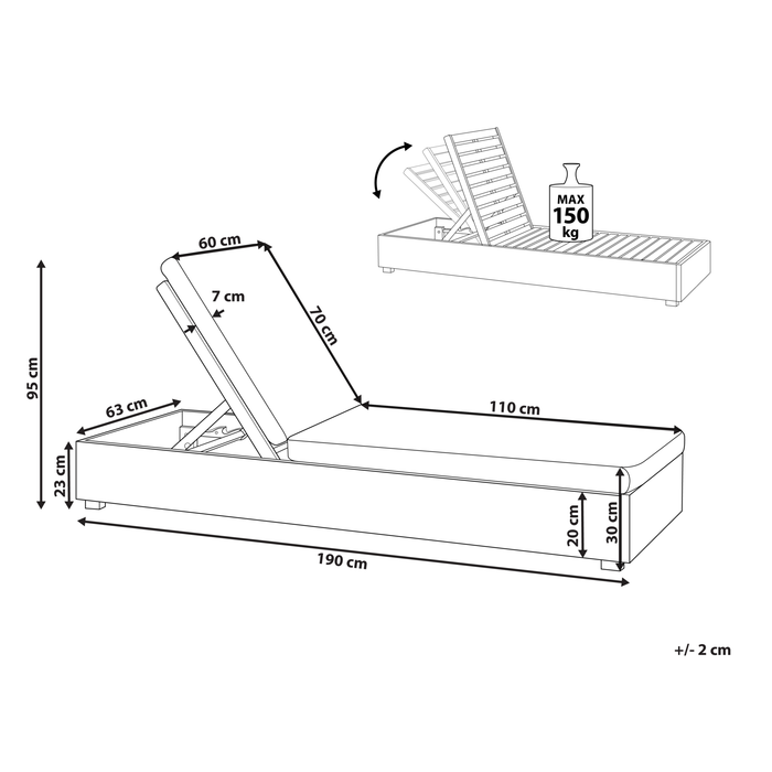 Beliani - FANANO - Ligstoel - Lichthout|Off-white - Acaciahout
