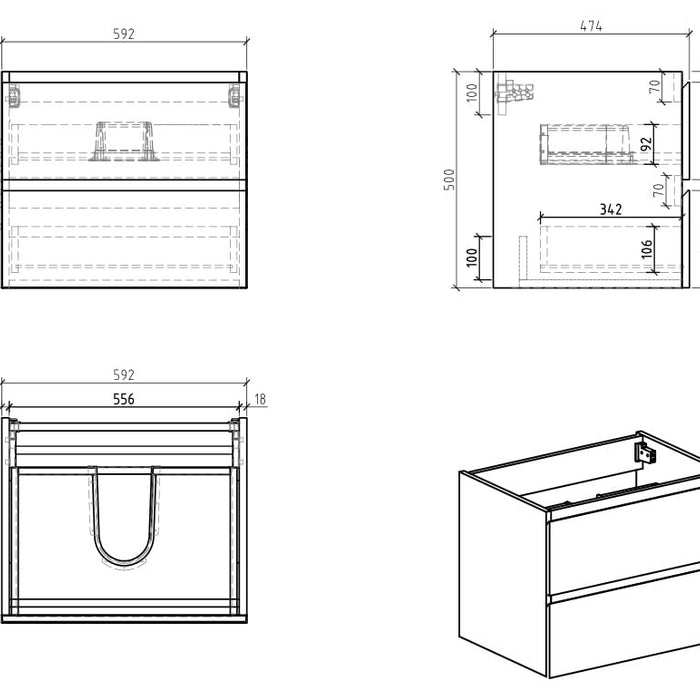 Badplaats Wastafelkast Angela 60 x 48 cm - Eiken