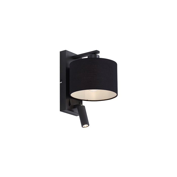 QAZQA Moderne wandlamp zwart rond met leeslamp - Puglia