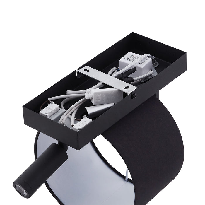 QAZQA Moderne wandlamp zwart rond met leeslamp - Puglia