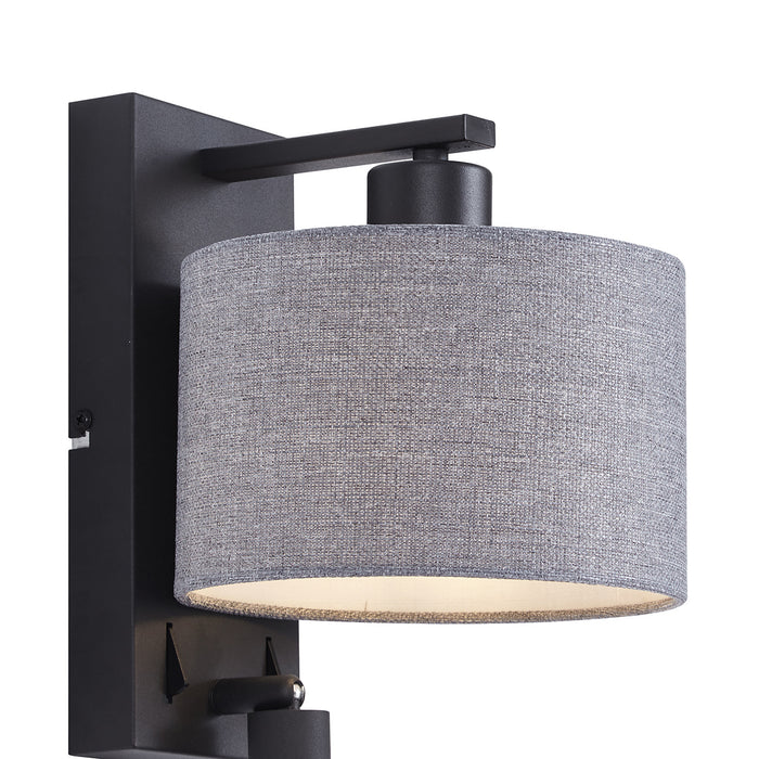 QAZQA Moderne wandlamp zwart met grijs rond en leeslamp - Puglia