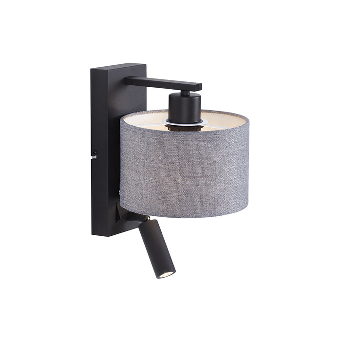 QAZQA Moderne wandlamp zwart met grijs rond en leeslamp - Puglia