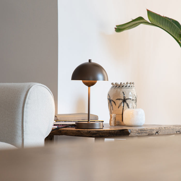 QAZQA Retro tafellamp mushroom donkerbrons - Magnax Mini