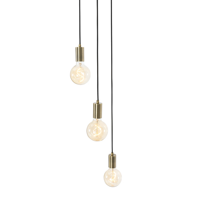 QAZQA Industriële hanglamp brons 3-lichts - Facil