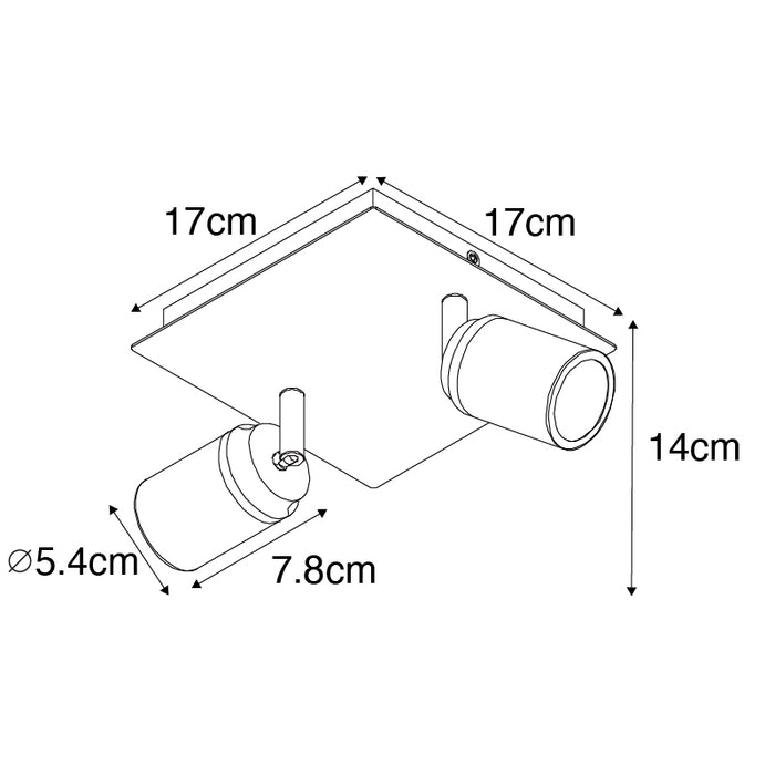 QAZQA Moderne badkamer spot messing vierkant 2-lichts IP44 - Ducha