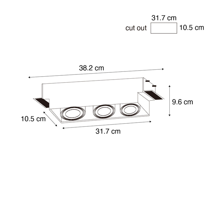 QAZQA Inbouwspot wit GU10 AR70 trimless 3-lichts - Oneon