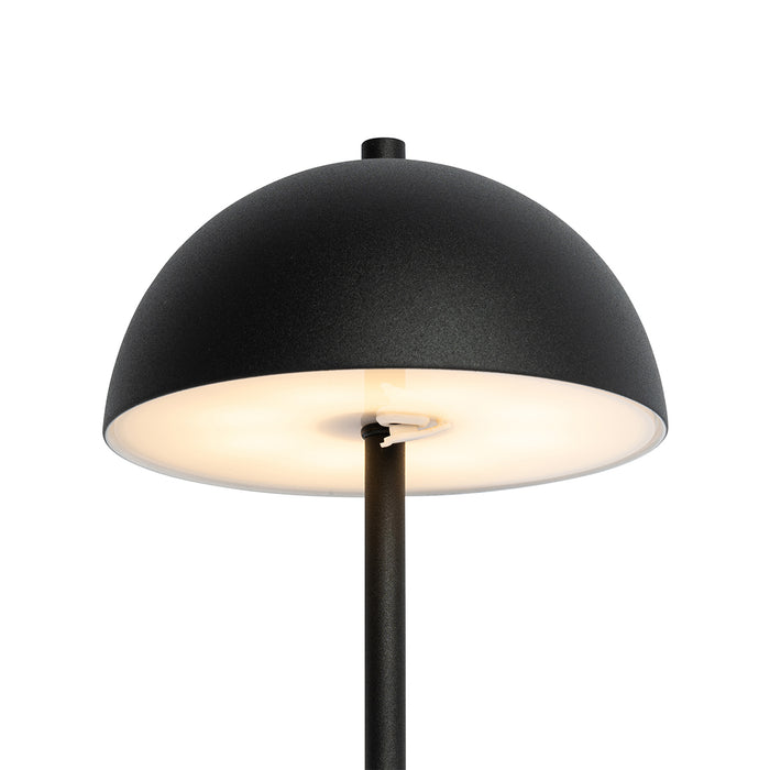 QAZQA Buiten tafellamp mushroom zwart oplaadbaar 3-staps dimbaar -