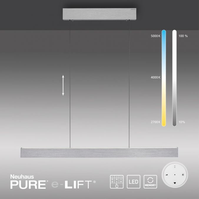 Neuhaus PURE® Hanglamp PURE E-MOTION Aluminium e-LIFT 120cm incl.