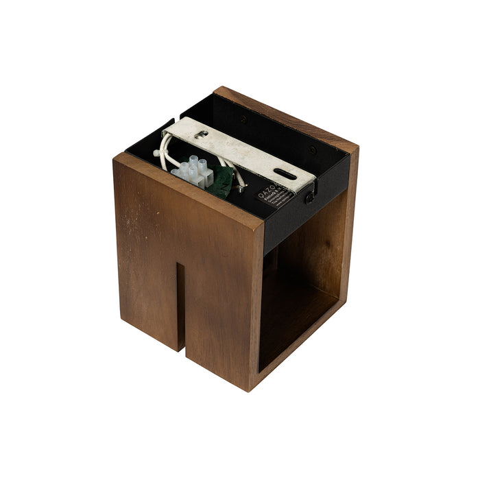 QAZQA Landelijke wandlamp walnoot hout 9,7 - Transfer Groove