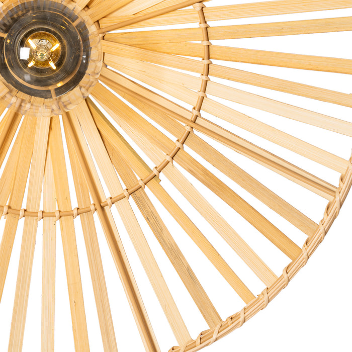 QAZQA Oosterse wandlamp zwart met naturel bamboe - Pua