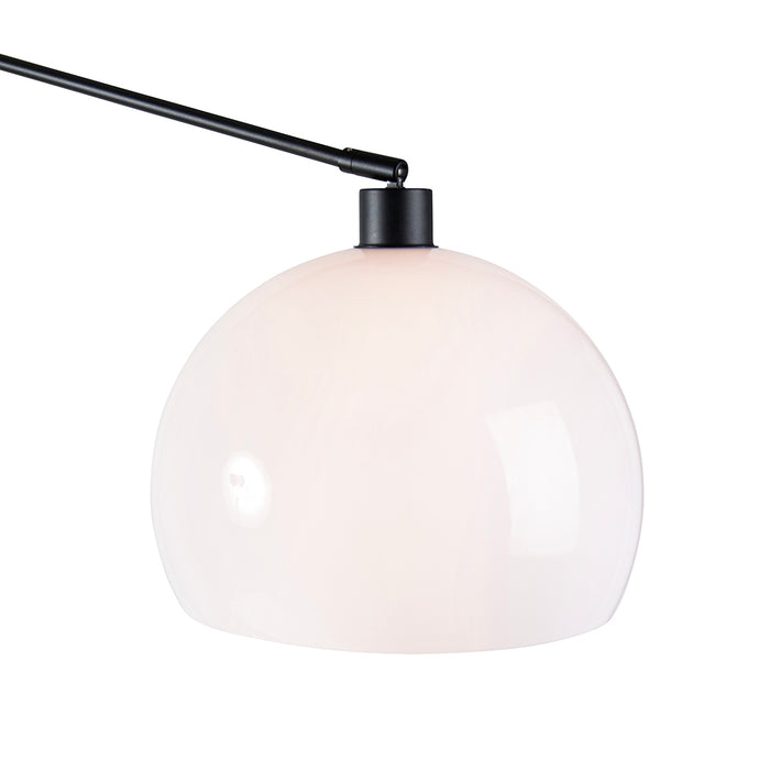 QAZQA Wandlamp zwart met kap wit 30 cm verstelbaar - Blitz