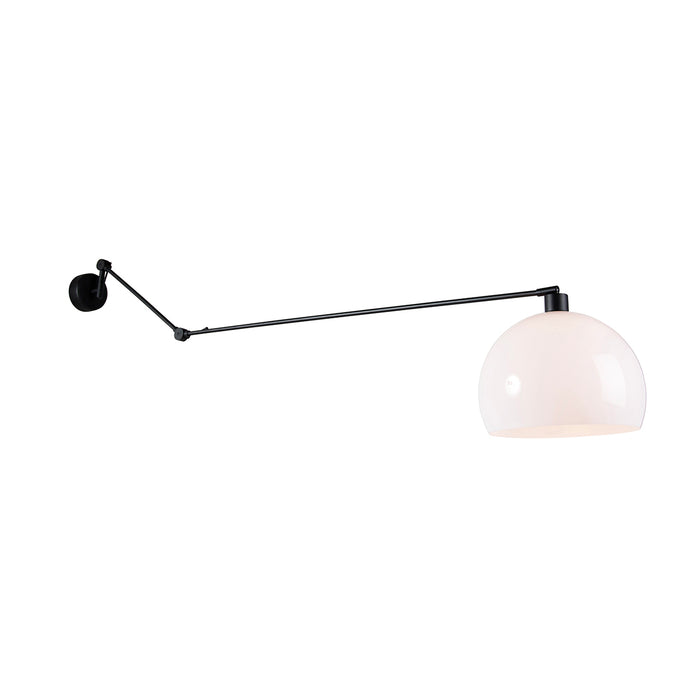 QAZQA Wandlamp zwart met kap wit 30 cm verstelbaar - Blitz