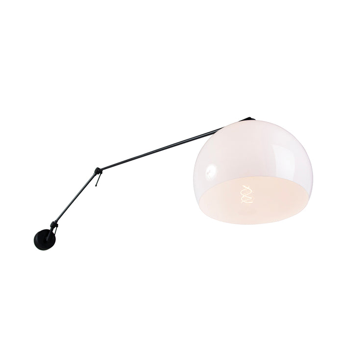 QAZQA Wandlamp zwart met kap wit 30 cm verstelbaar - Blitz