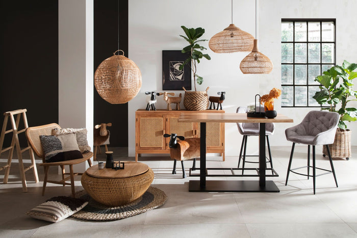 HSM - HSM Collection-Hanglamp-65x65x40-Naturel-Rotan|Teak