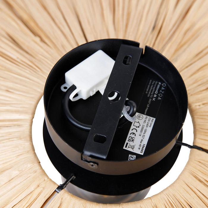 QAZQA Landelijke wandlamp zwart met touw 45 cm - Leia