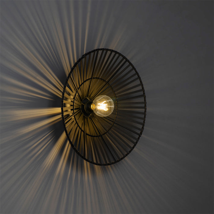 QAZQA Oosterse wandlamp zwart bamboe rond - Pua