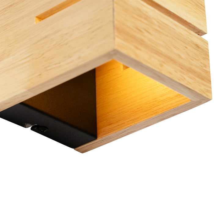 QAZQA Landelijke wandlamp eiken hout 9,7 cm - Transfer Groove