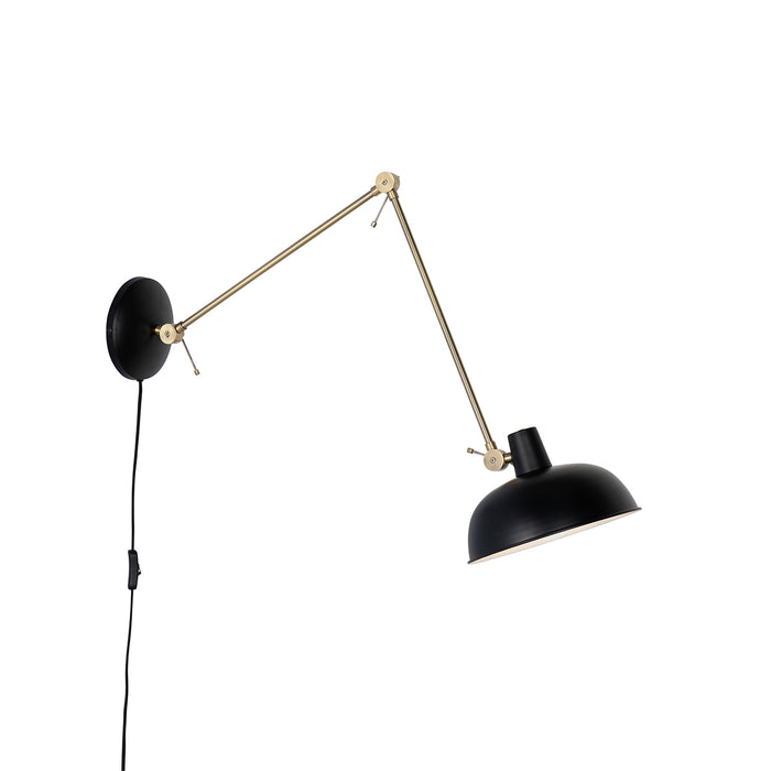 QAZQA Retro wandlamp zwart met brons - Milou