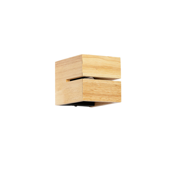 QAZQA Landelijke wandlamp eiken hout 9,7 cm - Transfer Groove