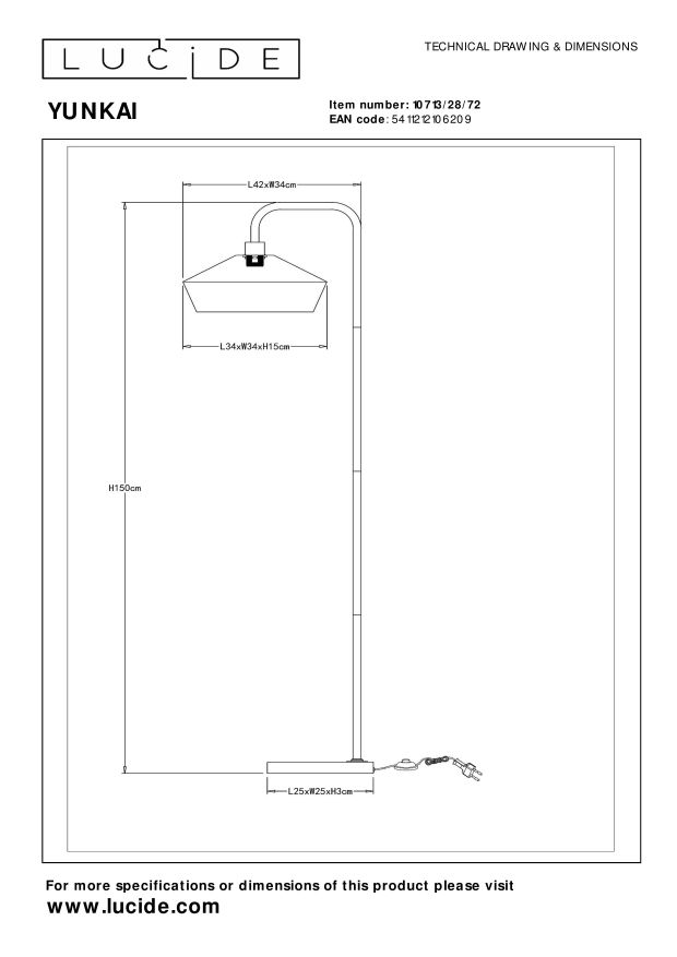 Lucide YUNKAI Vloerlamp - Naturel