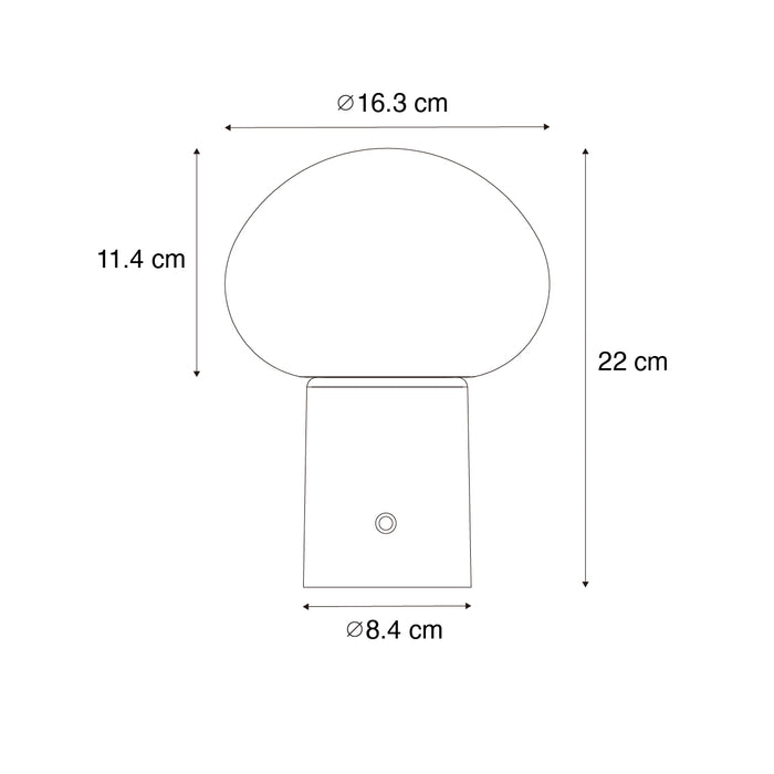 QAZQA Tafellamp mushroom zwart incl. LED oplaadbaar - Louise