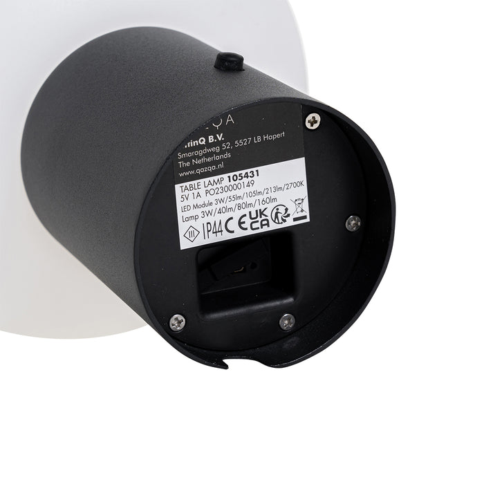 QAZQA Tafellamp mushroom zwart incl. LED oplaadbaar - Louise