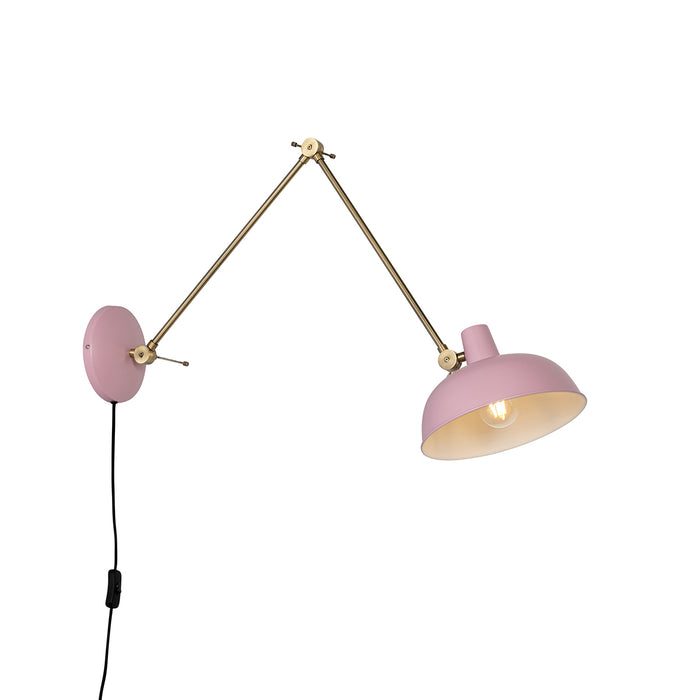 QAZQA Retro wandlamp roze met brons - Milou