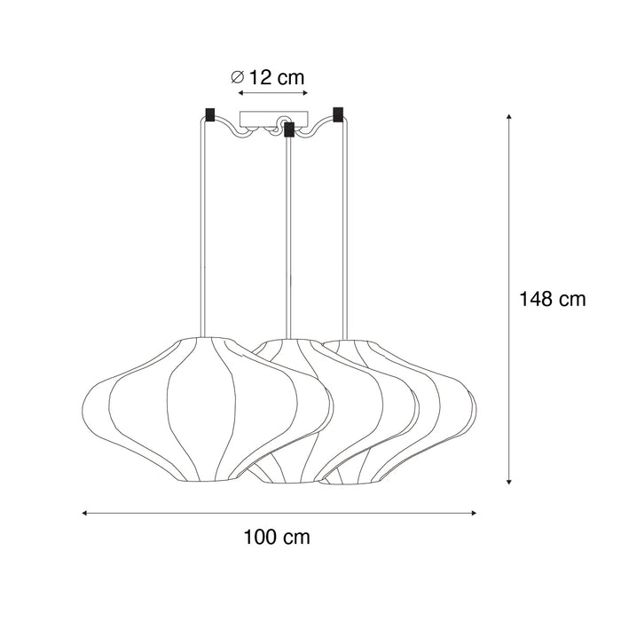 QAZQA Design hanglamp wit 50 cm 3-lichts - Plu