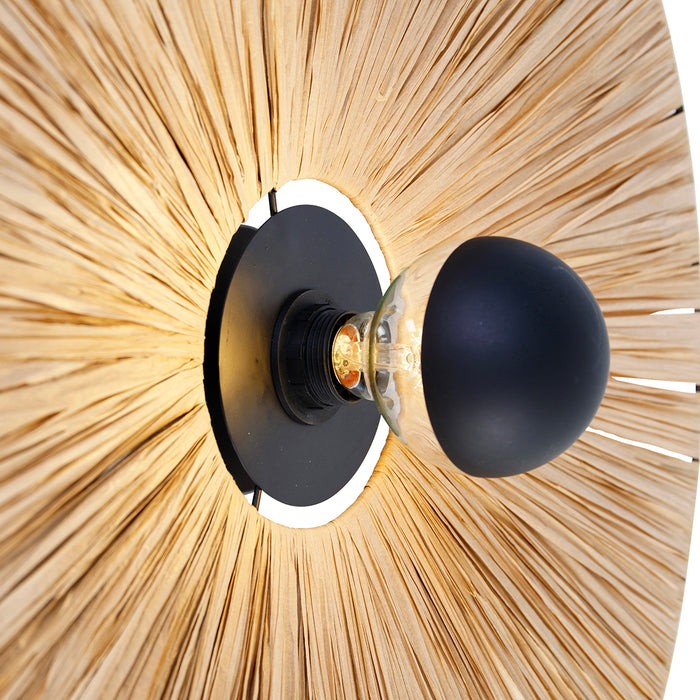 QAZQA Landelijke wandlamp zwart met touw 60 cm - Leia