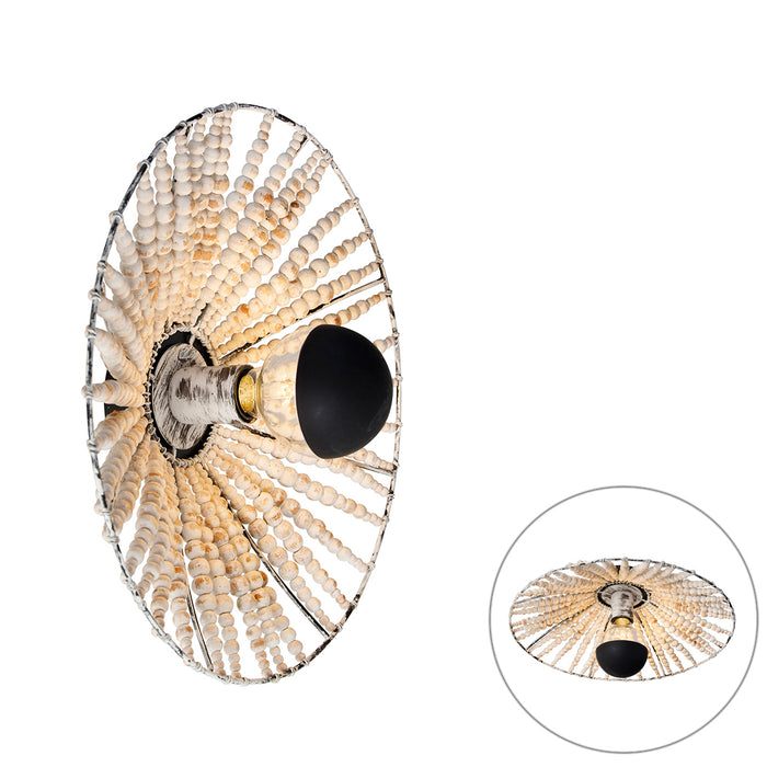 QAZQA Oosterse wandlamp beige met kralen - Moti