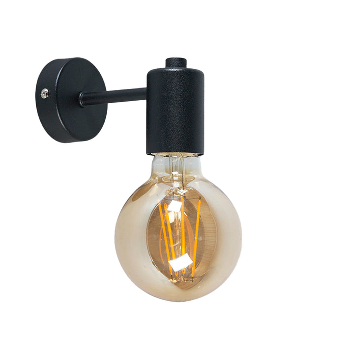 QAZQA Industriële wandlamp zwart 13cm - Facil