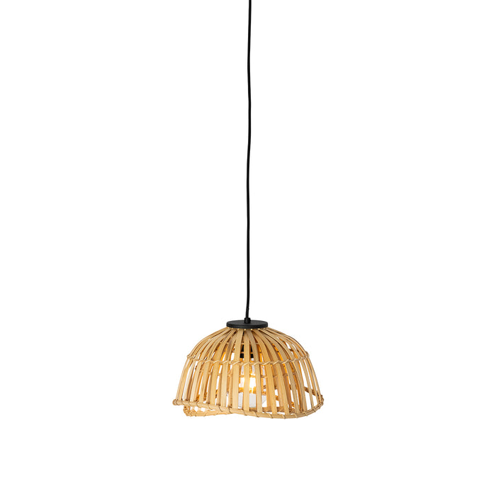 QAZQA Oosterse hanglamp zwart met naturel bamboe 30 cm - Pua