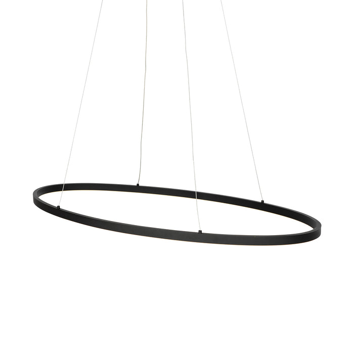 QAZQA Design hanglamp zwart ovaal incl. LED 3-staps dimbaar - Ovallo