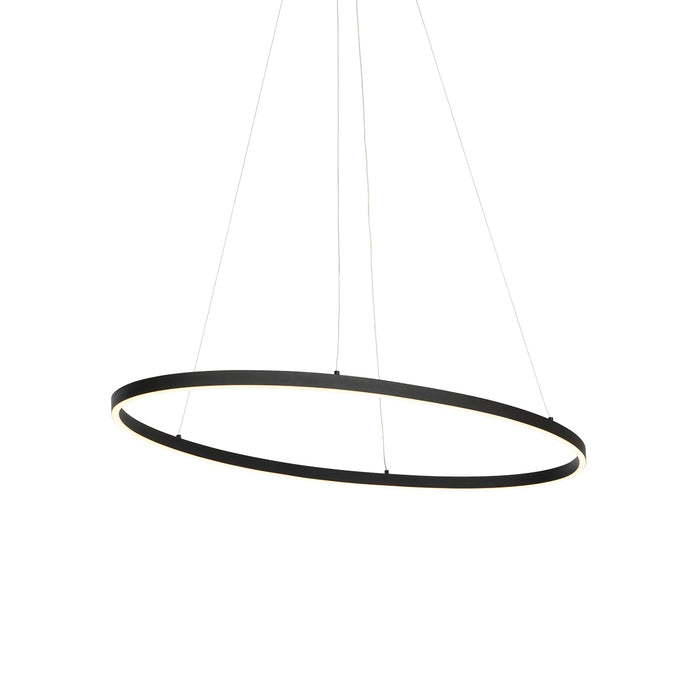 QAZQA Design hanglamp zwart ovaal incl. LED 3-staps dimbaar - Ovallo
