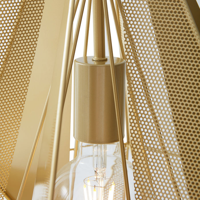 QAZQA Industriële hanglamp goud met mesh 3-lichts - Carcass