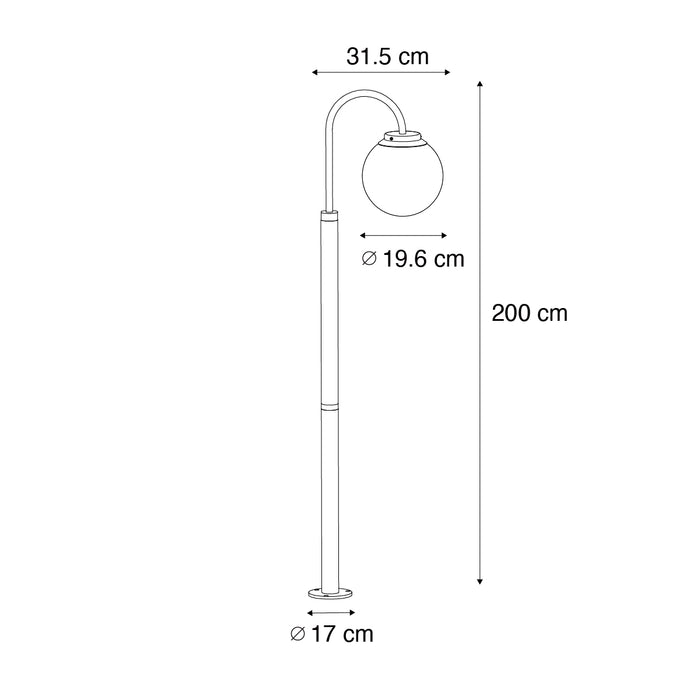 QAZQA Moderne lantaarn zwart met helder glas 200 cm IP44 - Sfera