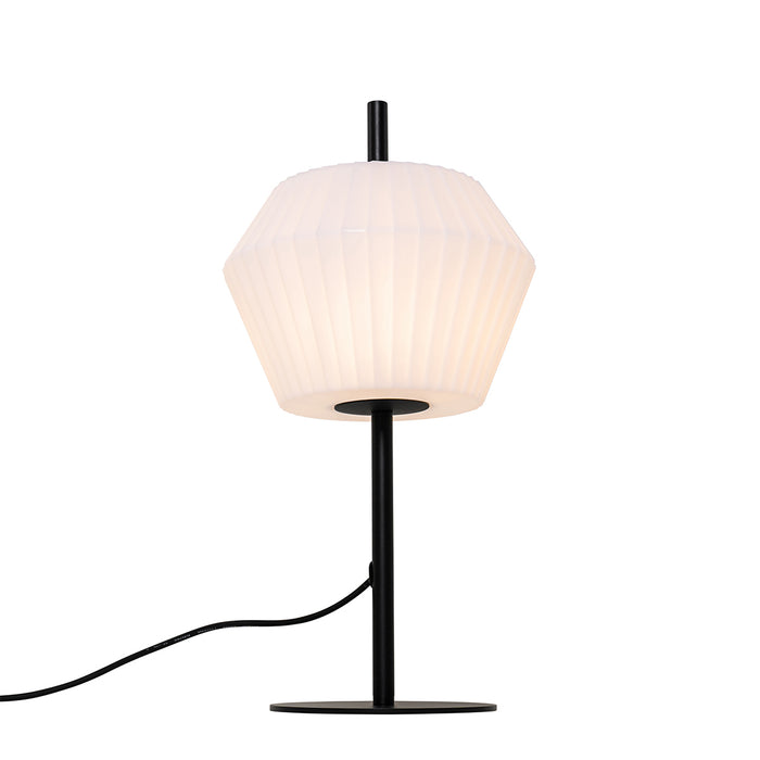 QAZQA Moderne buiten tafellamp zwart met witte kap IP44 - Robbert