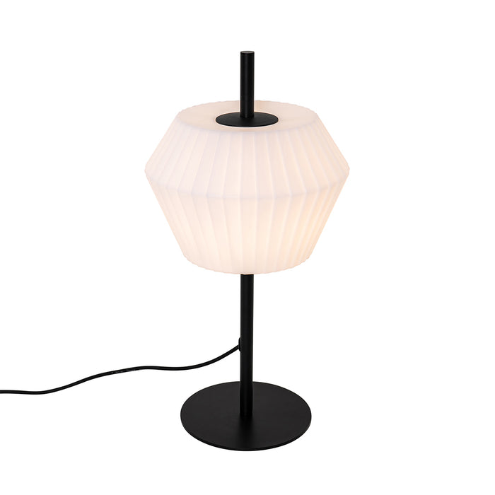 QAZQA Moderne buiten tafellamp zwart met witte kap IP44 - Robbert