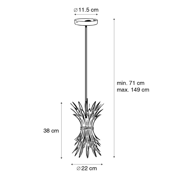 QAZQA Art Deco hanglamp goud met zwart - Wesley