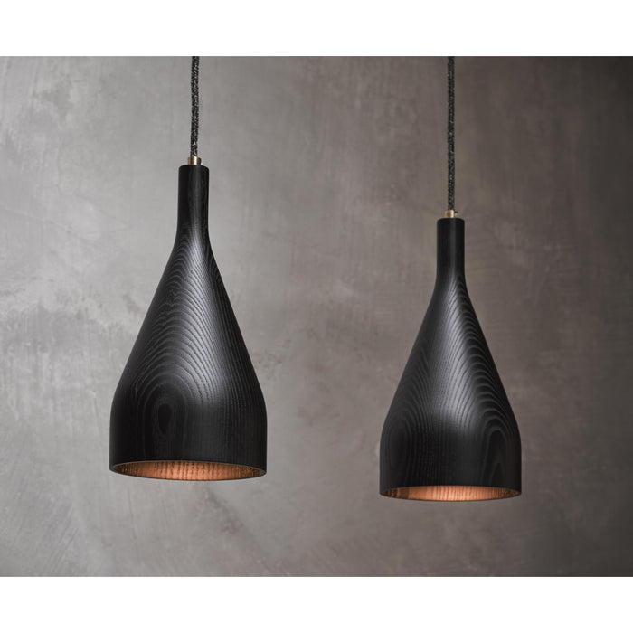 Hollands Licht Timber hanglamp medium Ø10 zwart essen, zwart snoer