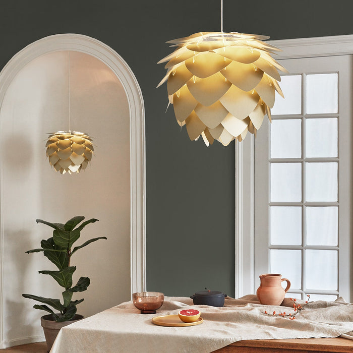 Umage Aluvia Mini hanglamp brushed brass - met koordset zwart - Ø 40