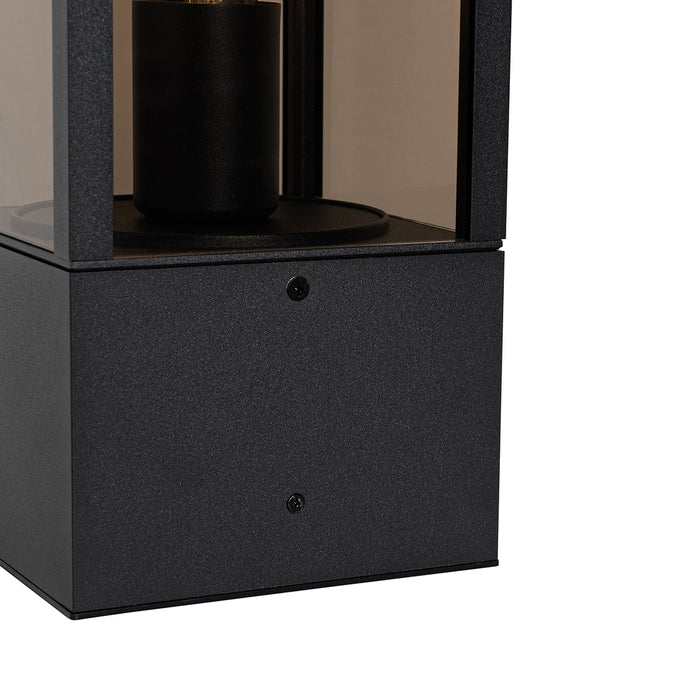 QAZQA Staande buitenlamp zwart met smoke 40 cm IP44 - Charlois