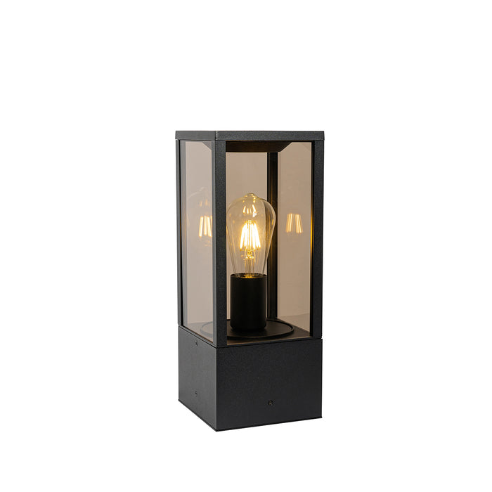 QAZQA Staande buitenlamp zwart met smoke 40 cm IP44 - Charlois