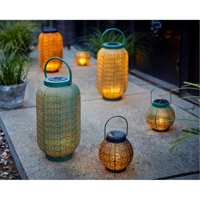 Lumineo Tuin lantaarn - solar - zwart - metaal - D14 x H16 cm