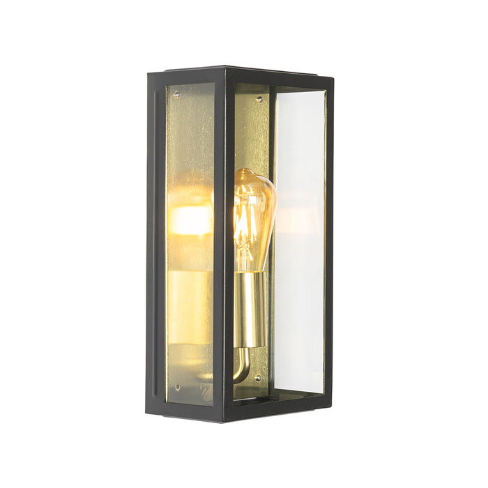 QAZQA Industriële buiten wandlamp zwart met goud IP44 - Rotterdam