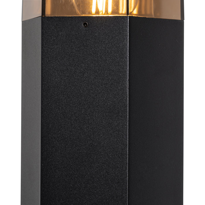 QAZQA Staande buitenlamp zwart met smoke kap zeshoek 30 cm - Denmark