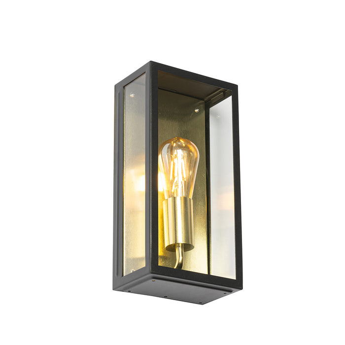 QAZQA Industriële buiten wandlamp zwart met goud IP44 - Rotterdam